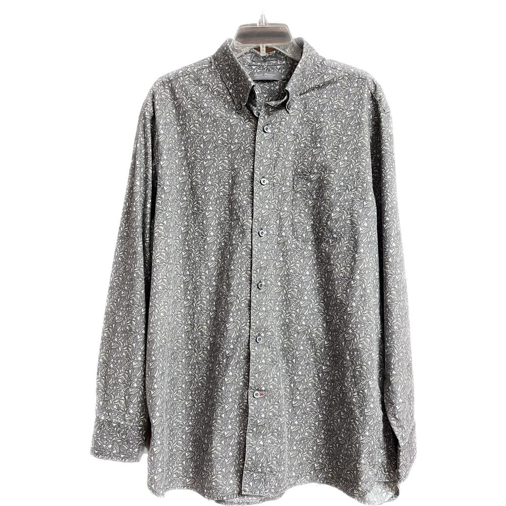 Cremieux Signature Collection men’s XL print 100% cotton business LS dress shirt